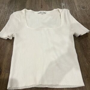 Madewell Ribbed Cream Short Sleeve Top